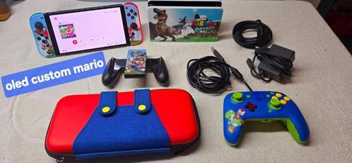 consoleswitch oled:aangepaste mario + game + controller en g, Games en Spelcomputers, Games | Nintendo Switch, Refurbished, Ophalen of Verzenden