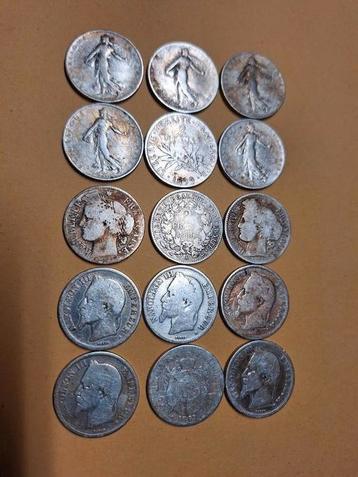 Frankrijk lot 15x 2Francs zilver beschikbaar voor biedingen