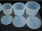 5 x witte bewaarbussen / trommel Tupperware, Ophalen, Gebruikt, Wit, Bus of Trommel