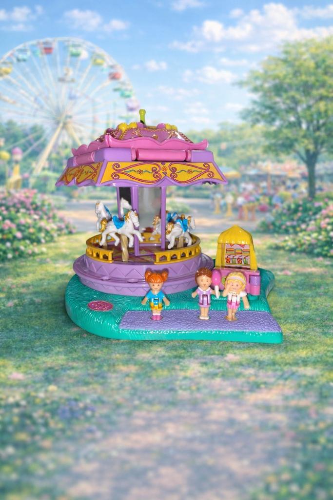 Vintage Polly Pocket Pretty Carousel - compleet, Kinderen en Baby's, Speelgoed | Poppenhuizen, Zo goed als nieuw, Accessoires