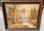 Ancien huile sur toile "La capitale" signée par Austin, Ophalen of Verzenden