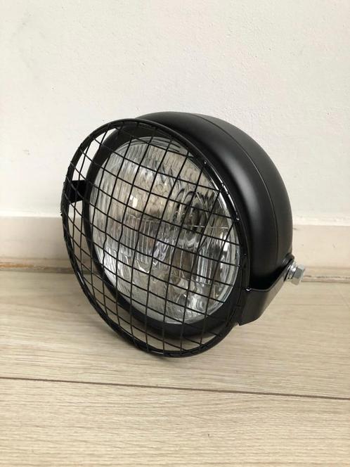 Koplamp zwart caferacer bobber scrambler + rooster, Motoren, Onderdelen | Merk-onafhankelijk, Nieuw, Ophalen of Verzenden