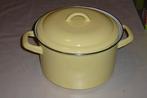 Emaille kookpot met deksel (geel), Ophalen of Verzenden