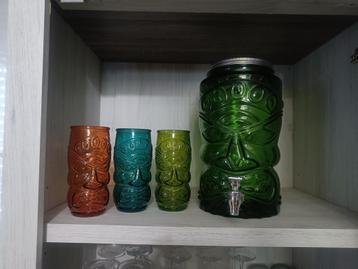 Set decorative waterdispenser + 6 glazen beschikbaar voor biedingen