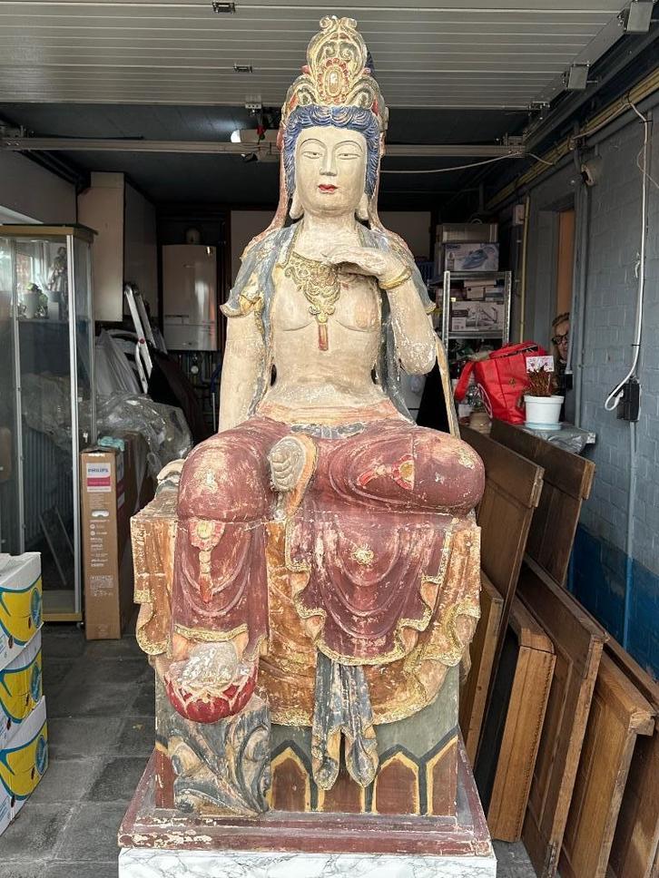 Houten Beeld Herkomst China Nanking Gepolychromeerd Ca.1780”, Antiek en Kunst, Kunst | Beelden en Houtsnijwerken, Ophalen