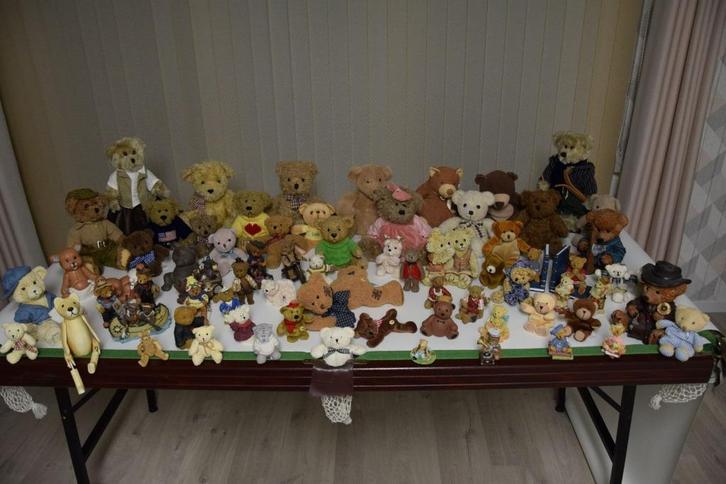 Allerlei beren in pluche - steen en hout te koop, Verzamelen, Beren en Cherished Teddies, Zo goed als nieuw, Ophalen