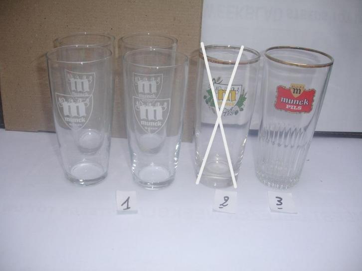8 bierglazen van Munck Pils, 2 soorten, Verzamelen, Biermerken, Zo goed als nieuw, Glas of Glazen, Overige merken, Ophalen of Verzenden