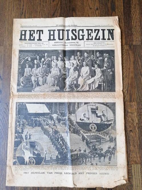Krant - Het huisgezin 1926 - huwelijk Leopold & Astrid, Verzamelen, Koningshuis en Royalty, Gebruikt, Overige typen, Ophalen of Verzenden