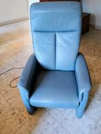 Fauteuil relax électrique en cuir bleu, avec releveur, Enlèvement, Cuir