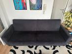 Canapé convertible noir en velours, Huis en Inrichting, Ophalen, Zwart, Tweepersoons, Zo goed als nieuw