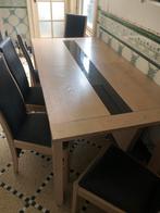 eetkamer, massief houten tafel, 6 stoelen, Zo goed als nieuw