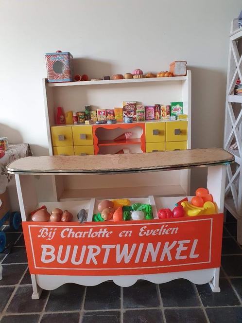 Uniek vintage winkeltje kinderen met winkelspullen - oranje, Kinderen en Baby's, Speelgoed | Houten speelgoed, Ophalen