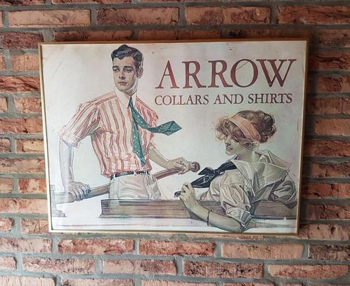 Vintage Kader met Print op Vinyl Arrow Collars and Shirts, Huis en Inrichting, Woonaccessoires | Schilderijen, Tekeningen en Foto's