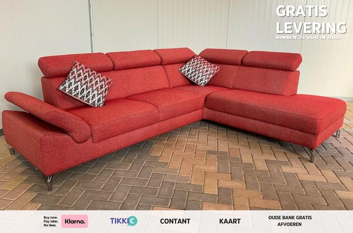 Beau canapé d'angle en tissu rouge, Maison & Meubles, Canapés | Salons, Comme neuf, Banc d'angle, Quatre personnes ou plus, 250 à 300 cm