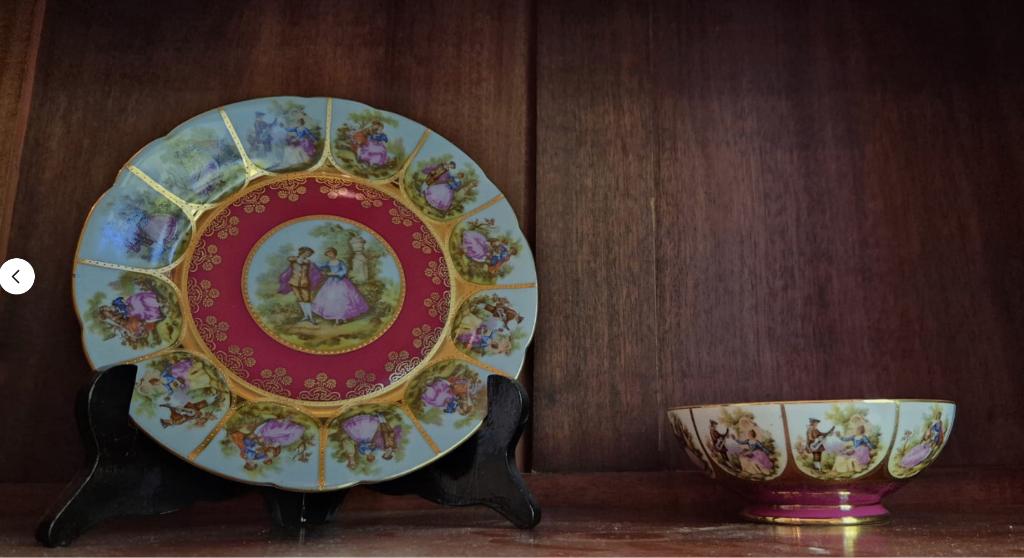 Ensemble petit-déjeuner (assiette et un bol en porcelaine, Antiquités & Art, Enlèvement ou Envoi