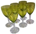 6 groen kristallen likeur of porto glazen, Ophalen