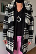 Scotch&Soda, zwart witte jas met carreaux motief, Kleding | Dames, Ophalen, Zwart, Scotch & Soda, Zo goed als nieuw