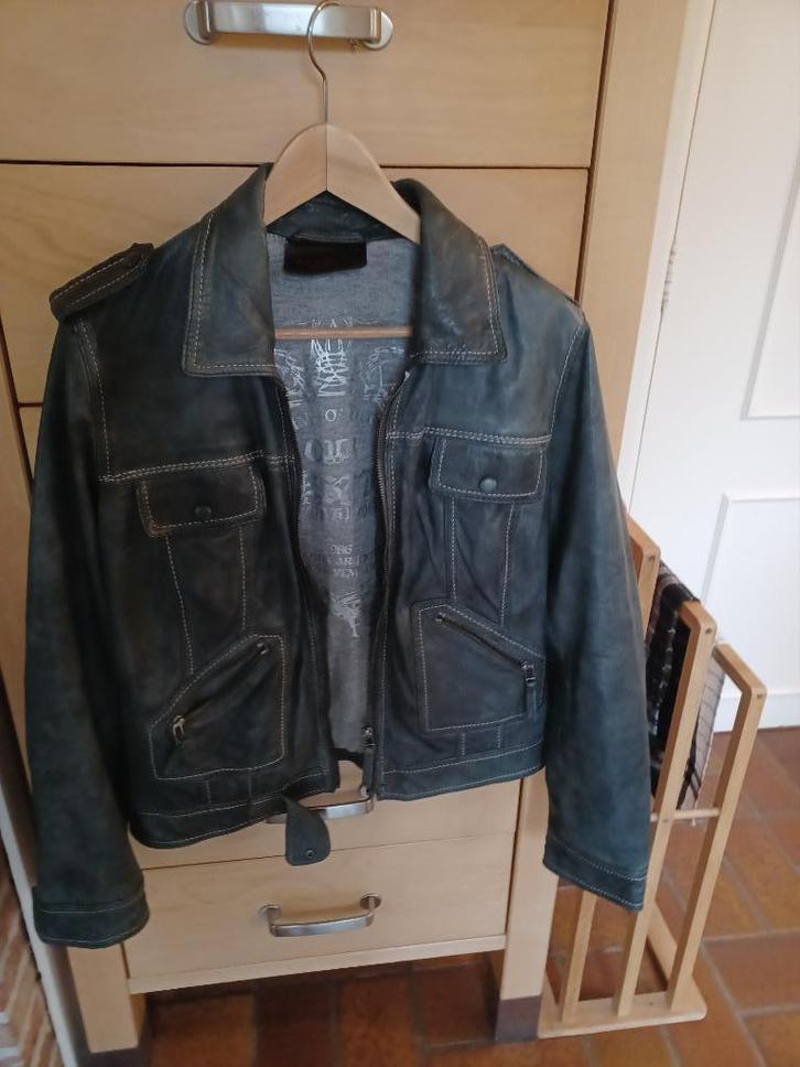 mooie nieuwe grijze lederen jas, Kleding | Dames, Jassen | Winter, Nieuw, Maat 42/44 (L), Grijs, Ophalen