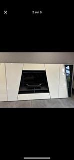 Meuble tv moderne blanc avec 2 vitrines laterales, Enlèvement, Comme neuf, Blanc