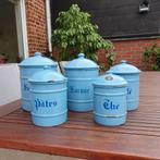Voorraadpotten in email - 5 stuks, Antiek en Kunst, Ophalen of Verzenden