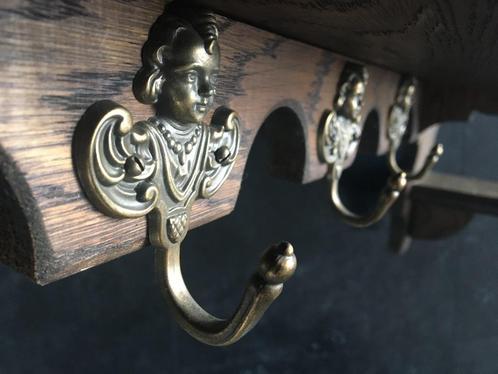 Grote antieke houten kapstok met koperen engeltjes, Huis en Inrichting, Woonaccessoires | Kapstokken, Zo goed als nieuw, Ophalen of Verzenden