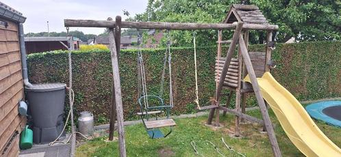 Houten Schommel, Kinderen en Baby's, Speelgoed | Buiten | Speeltoestellen, Gebruikt, Glijbaan, Klimtouw, Schommel, Ophalen