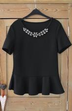 ZWARTE BLOUSE MET STRASS STEENTJES/ MAAT S / MADE IN ITALY, Kleding | Dames, Ophalen of Verzenden, Zo goed als nieuw, Zwart