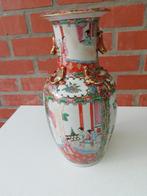 Chinese rozenmedaillon Canton export porseleinen vaas,1900, Antiek en Kunst, Verzenden