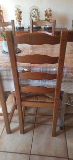 6 massief eikenhouten stoelen, Ophalen, Riet of Rotan, Bruin, Zo goed als nieuw