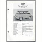 Fiat 600 Multipla Vraagbaak losbladig 1956-1959 #1 Nederland, Livres, Autos | Livres, Utilisé, Enlèvement ou Envoi