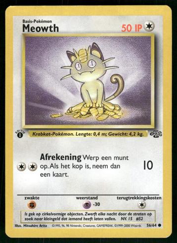 Meowth 56/64 - Jungle (1st edition) (NL) (NM) beschikbaar voor biedingen