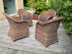 4 rieten zeteltjes met kussen, Tuin en Terras, Tuinsets en Loungesets, Ophalen, 4 zitplaatsen, Gebruikt, Rotan