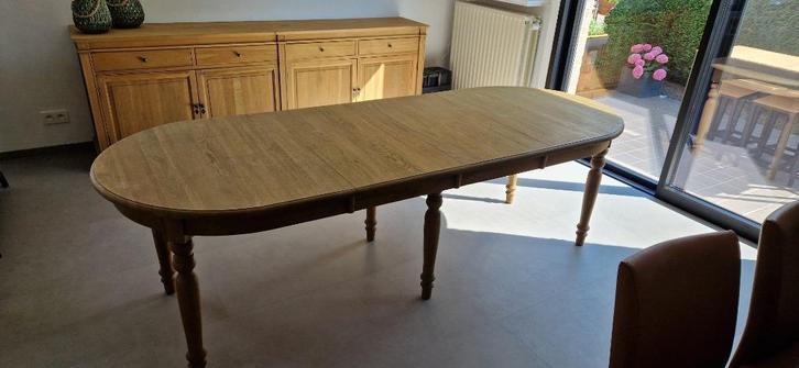 Massief eiken tafel landelijk, Huis en Inrichting, Tafels | Eettafels, Zo goed als nieuw, 50 tot 100 cm, 200 cm of meer, Vijf personen of meer