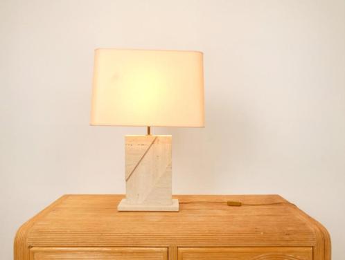 Mid Century travertin table lamp, Maison & Meubles, Lampes | Lampes de table, Utilisé, 50 à 75 cm, Autres matériaux, Enlèvement ou Envoi