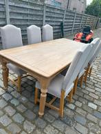 Eettafel + 6 stoelen met bijhorende salontafel, Huis en Inrichting, Ophalen, Gebruikt, Eikenhout, Landelijk