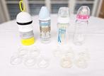 3 melkzuigflessen + 1 melkpoederhouder + 10 nieuwe spenen, Ophalen of Verzenden, Gebruikt, Overige typen