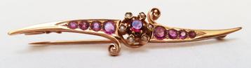 Barette rubis en or 18 carats., Enlèvement ou Envoi, Or, Broche, Avec pierre précieuse
