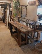 oude houten werkbank met donkerbruine kleur, Ophalen