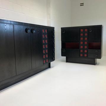 Brutalist dressoir en barkast beschikbaar voor biedingen