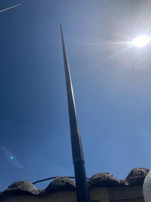 Antennemast 7.00 mtr. lengte( basis 50 mm, dia. top. 32 mm, Telecommunicatie, Antennes en Masten, Gebruikt, Mast, Ophalen