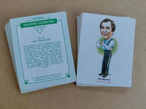 Embassy Snooker Celebrities complete set 20 chromos 1988, Verzamelen, Foto's en Prenten, Overige onderwerpen, 1980 tot heden, Ophalen of Verzenden