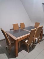 Table à manger en bois1.80-1m pour 6 personnes avec 6chaises, Huis en Inrichting, Tafels | Eettafels, Ophalen, Zo goed als nieuw