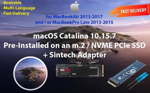 Catalina 10.15.7 Voor-Geïnstalleerde m.2 NVME SSD+Adapter, Computers en Software, Besturingssoftware, Nieuw, MacOS, Verzenden