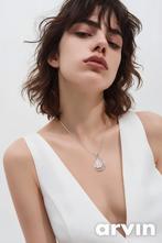 Collier en argent sterling 925 avec pendentif en quartz rose, Neuf, Avec pierre précieuse, Argent, Argent