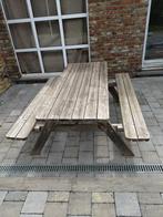Table de pique-nique en bois, Tuin en Terras, Picknicktafels, Ophalen, Gebruikt, Inklapbaar, Rechthoekig