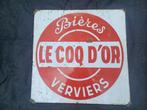 oude emaille reclame Le Coq d'Or Verviers, Verzamelen, Ophalen of Verzenden, Gebruikt, Reclamebord, Plaat of Schild