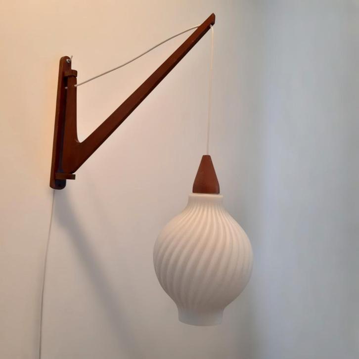 lampe murale, Maison & Meubles, Lampes | Appliques, Utilisé, Verre, Bois, Enlèvement ou Envoi