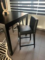 IKEA Barkruk met rugleuning, zwarte leer / 3 Stuks, Huis en Inrichting, Barkrukken, Ophalen, Gebruikt, Met voetsteun, 60 tot 90 cm