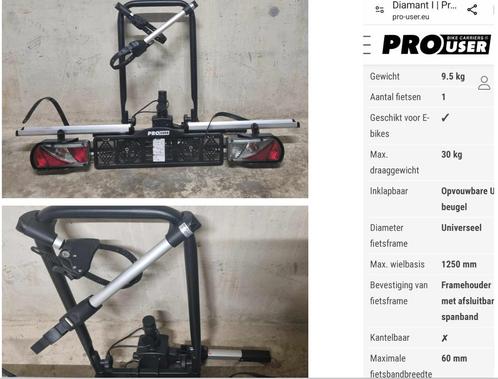 Pro User diamant 1, Auto diversen, Fietsendragers, Zo goed als nieuw, Trekhaakdrager, 1 fiets, Brede banden, Elektrische fiets