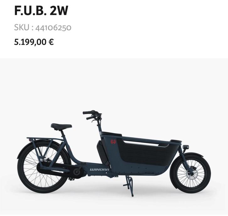 Bakfiets Winora FUB 2W, Fietsen en Brommers, Fietsen | Bakfietsen, Zo goed als nieuw, Overige merken, 2 kinderen, Elektrisch, Ophalen